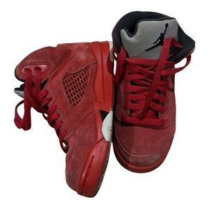 Air Jordan 5 Retro sneakers in the "Red Suede" or "Raging Bull" size 10.5C